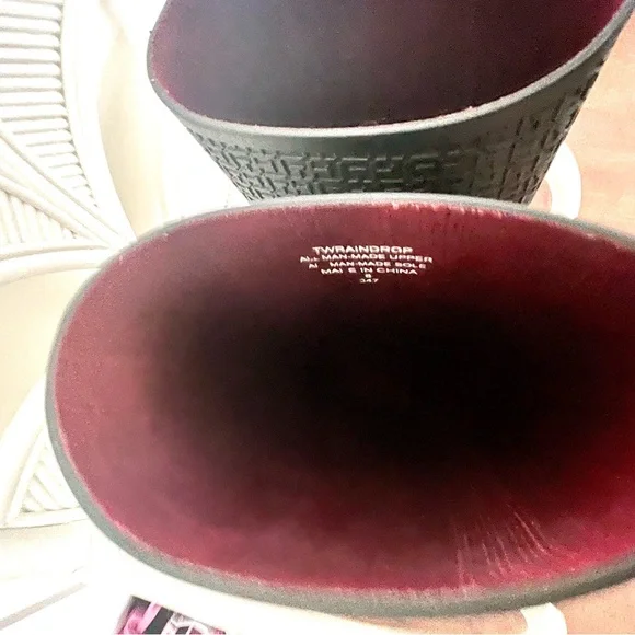 Tommy Hilfiger Black Raised Monogrammed Knee-High Rubber Rain Boots - Picture 5 of 14